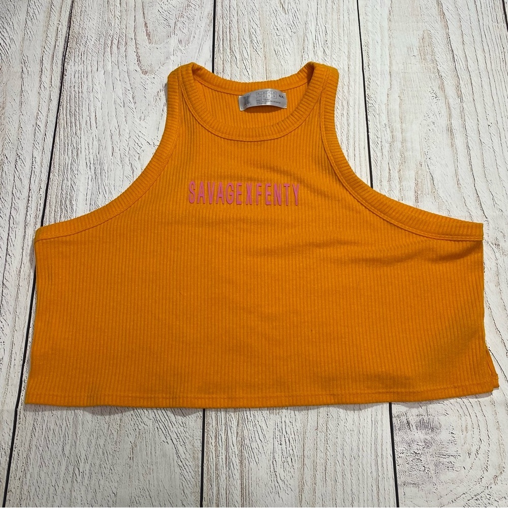 Savage X Fenty Ribbed Crop Top in Bright Orange 4xl